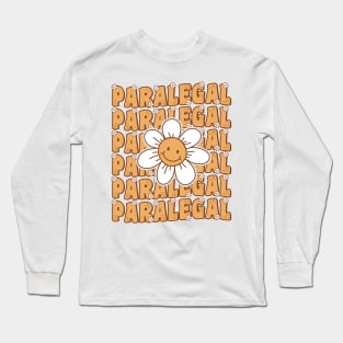 Groovy Retro Paralegal Daisy Flower Cute Legal Assistant Long Sleeve T-Shirt